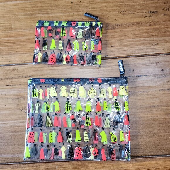 Maya clear with assorted colored people zip top make up bags - Picture 5 of 10